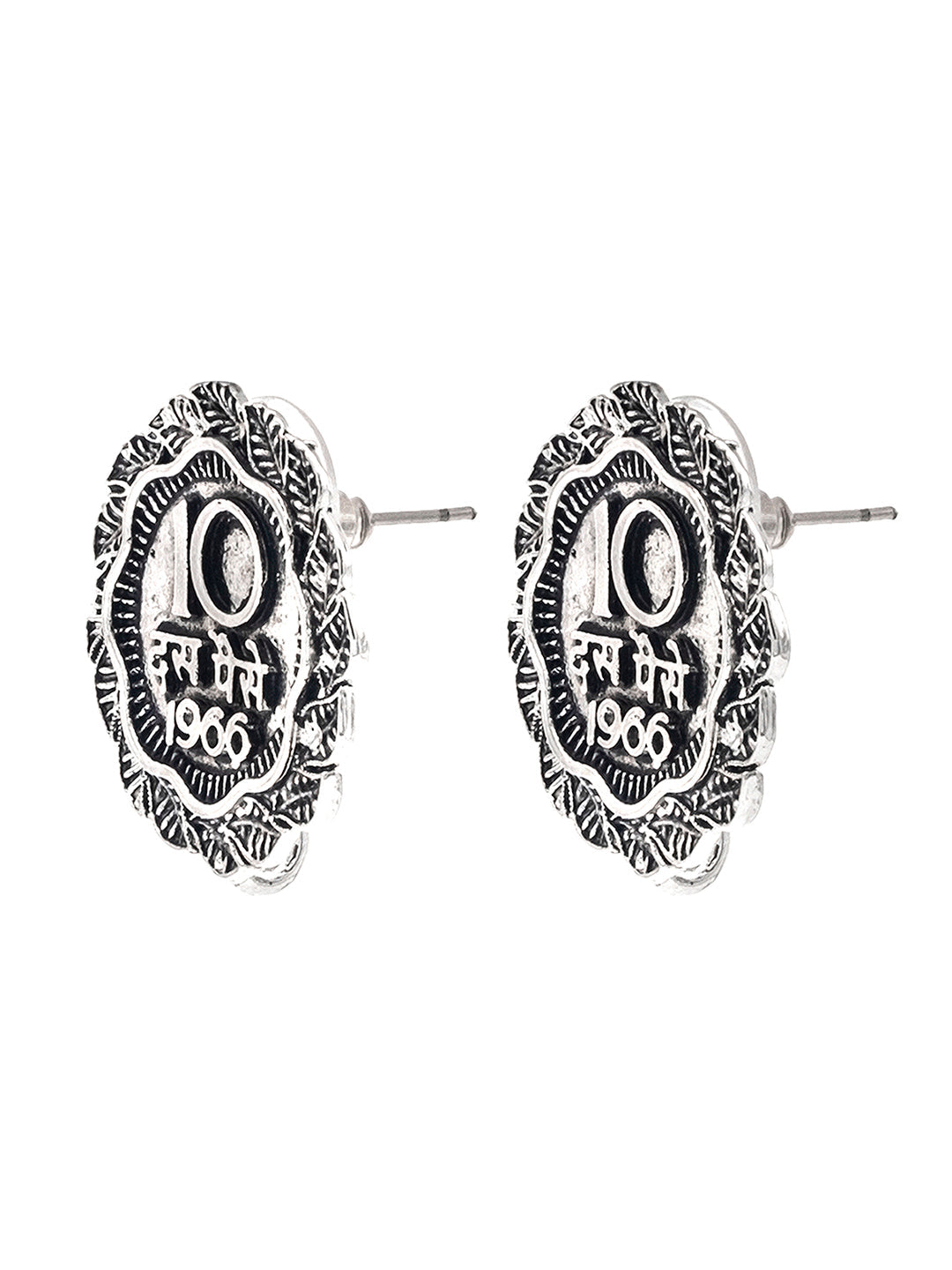 Shining Jewel Traditional Indian Antique Oxidised Silver CZ, Handcrafted Design Stud Earring For Women (SJE_232)