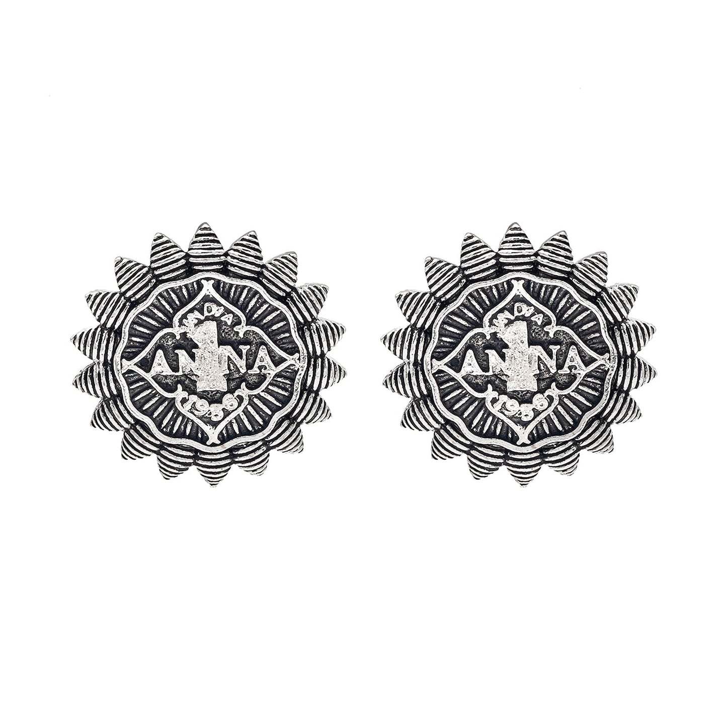Shining Jewel Traditional Indian Antique Oxidised Silver CZ, Handcrafted Design Stud Earring For Women (SJE_233)