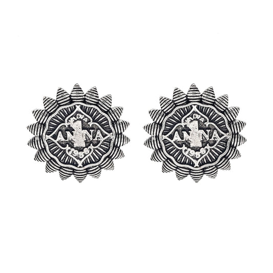 Shining Jewel Traditional Indian Antique Oxidised Silver CZ, Handcrafted Design Stud Earring For Women (SJE_233)