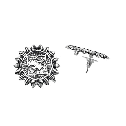 Shining Jewel Traditional Indian Antique Oxidised Silver CZ, Handcrafted Design Stud Earring For Women (SJE_233)