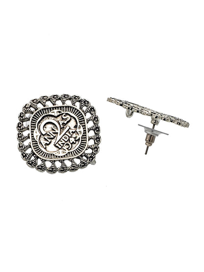 Shining Jewel Traditional Indian Antique Oxidised Silver CZ, Handcrafted Design Stud Earring For Women (SJE_234)