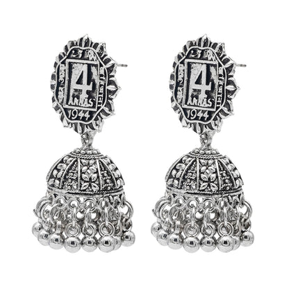 Shining Jewel Traditional Indian Antique Oxidised Silver CZ, Pearls, Handcrafted Design Jhumka Earrings For Women (SJE_235)