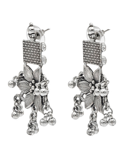 Shining Jewel Traditional Indian Antique Oxidised Silver CZ, Crystal Studded Drop Earring For Women (SJE_238)