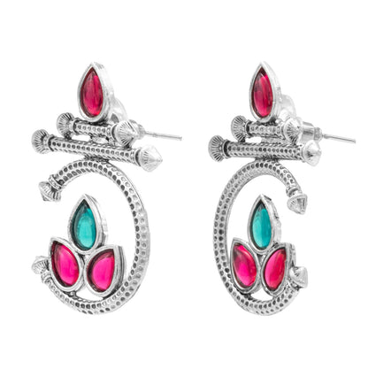 Antique Silver Plated CZ, Small Sized Drop Earring for women (SJE_272_S)