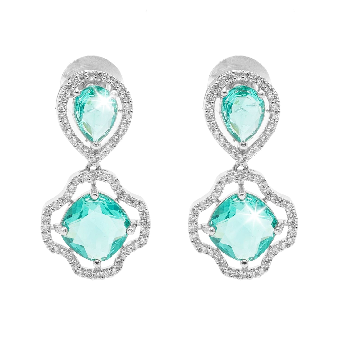 Western Design, CZ, Zirconia, Crystals, Rhodium Silver Plated Drop Earrings for Women (SJE_306_S_G)
