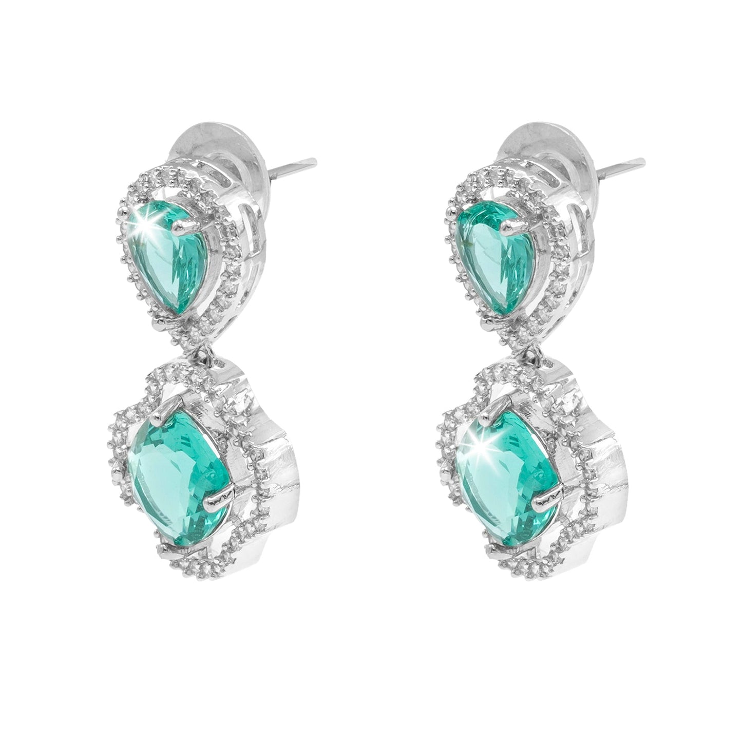 Western Design, CZ, Zirconia, Crystals, Rhodium Silver Plated Drop Earrings for Women (SJE_306_S_G)