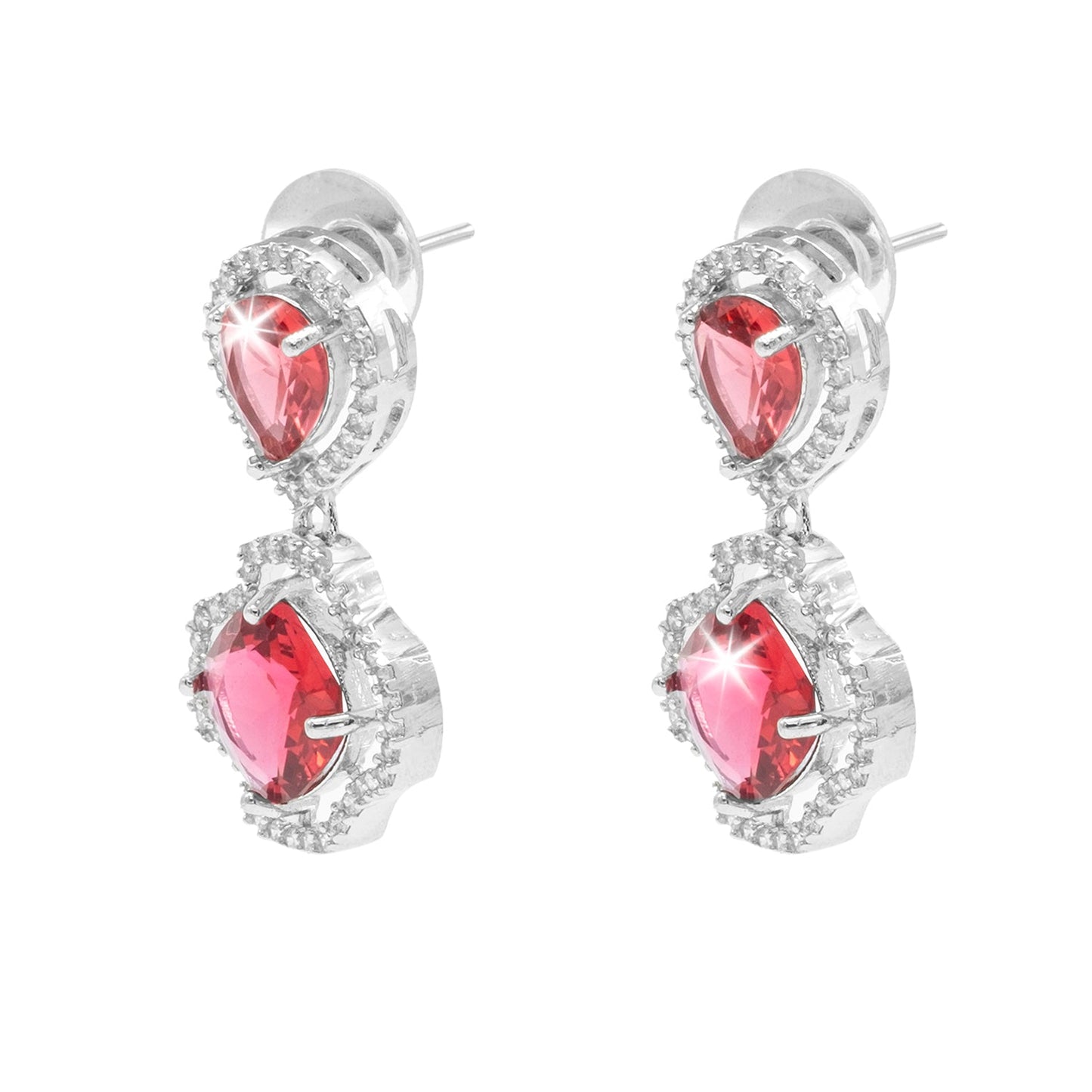 Western Design, CZ, Zirconia, Crystals, Rhodium Silver Plated Drop Earrings for Women - (SJE_306_S_R)