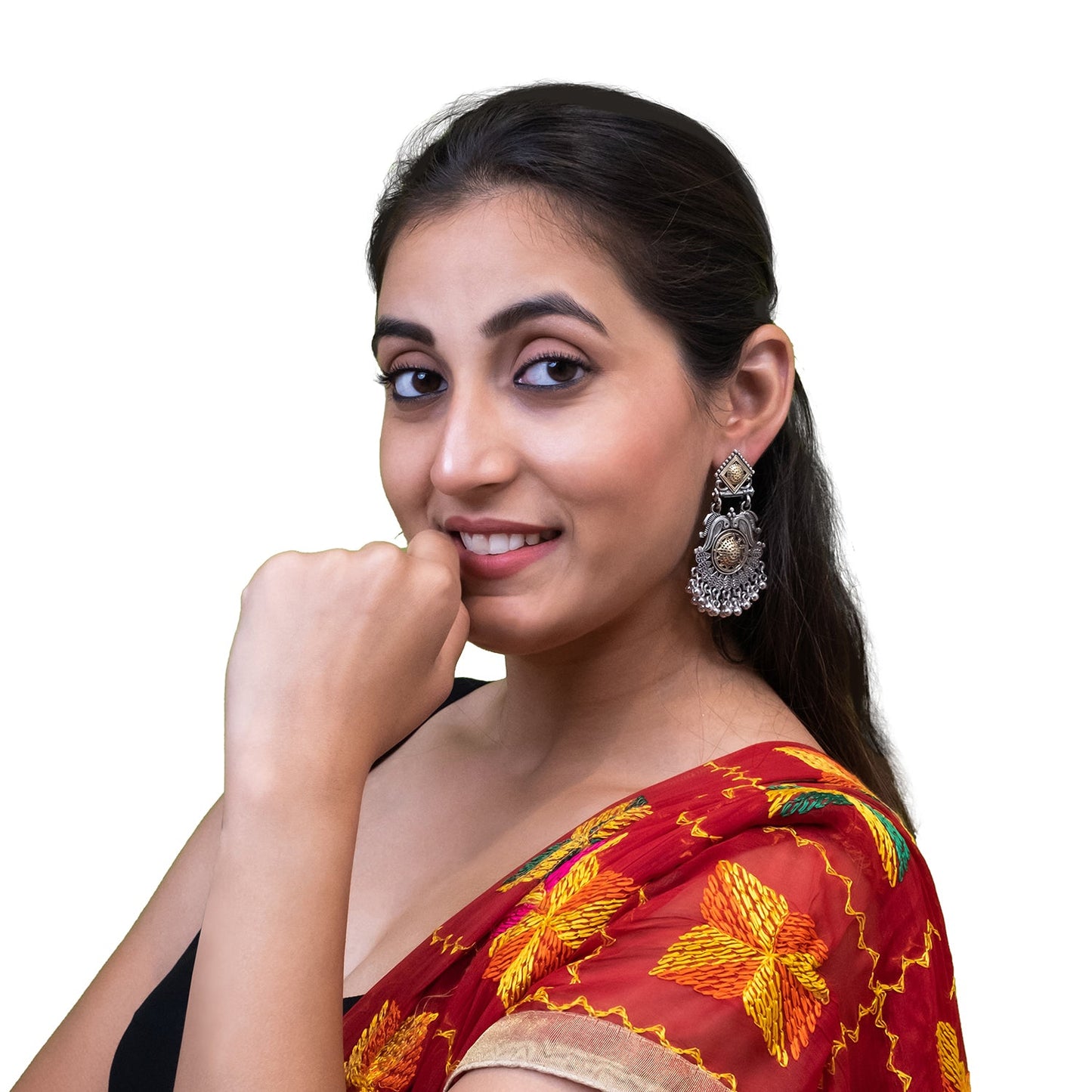 Shining Jewel - by Shivansh Traditional Indian Two-Tone Plated Handcrafted Bird and Leaf Design Pearl & Kundan , Stone Medium Sized Earrings for Women (SJE_324)