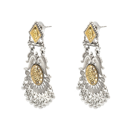 Shining Jewel - by Shivansh Traditional Indian Two-Tone Plated Handcrafted Bird and Leaf Design Pearl & Kundan , Stone Medium Sized Earrings for Women (SJE_324)