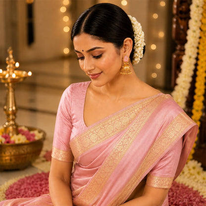 Matte Gold Plated Large Sized Jhumka Earings with Kundan Polki Ghungroo Pearls for Women - Light Pink (SJE_335_LP)