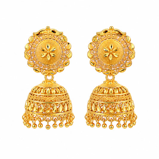 Gold Plated Medium Size Plain Jhumka for Women (SJE_341)