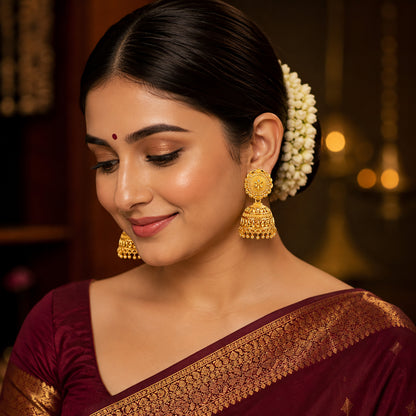 Gold Plated Medium Size Plain Jhumka for Women (SJE_341)