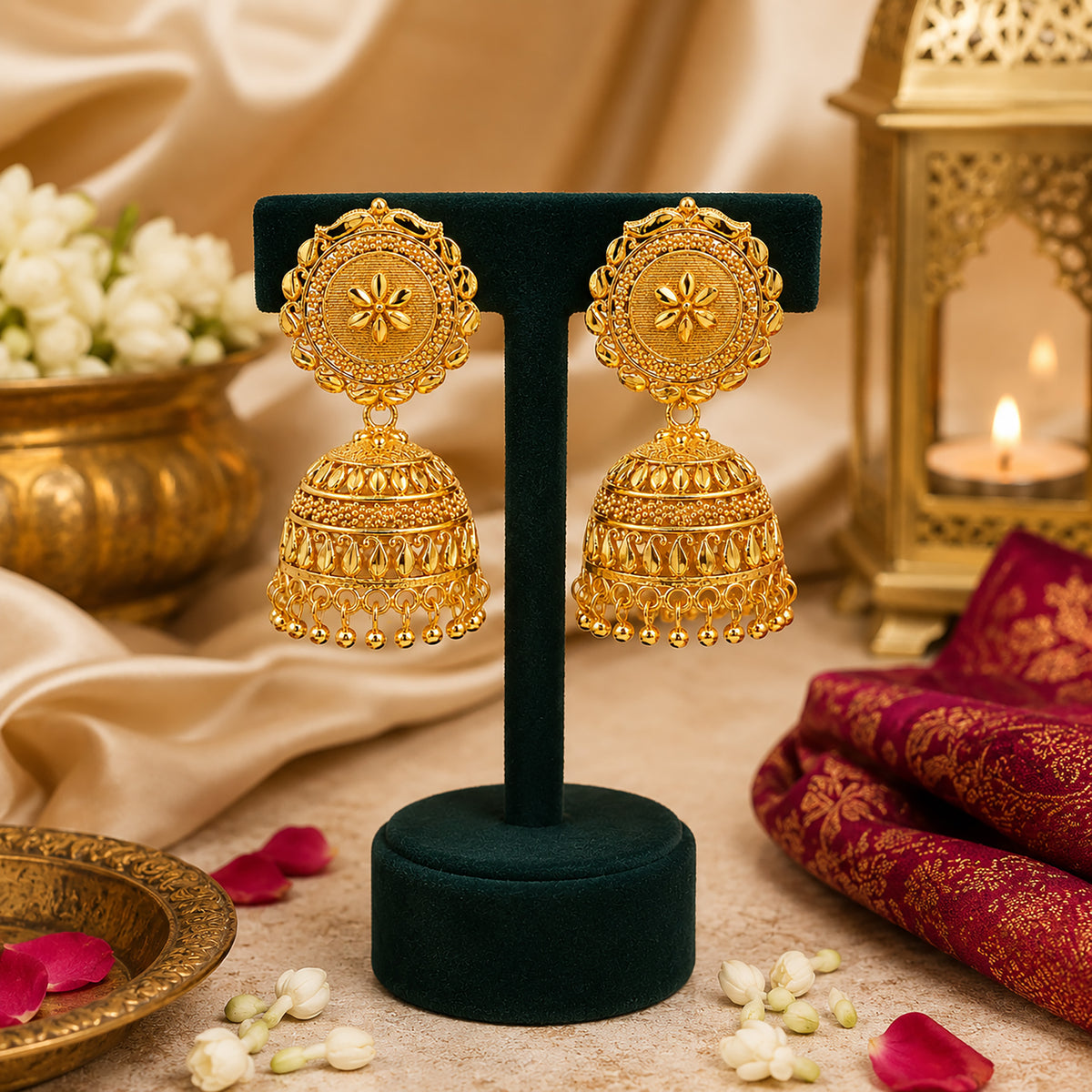 Gold Plated Medium Size Plain Jhumka for Women (SJE_341)