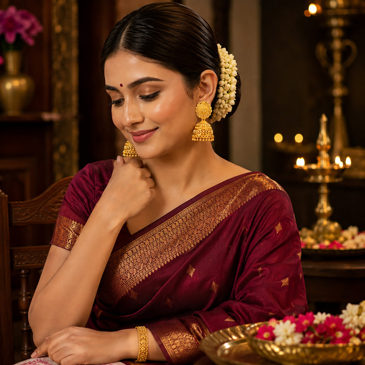 Gold Plated Medium Size Plain Jhumka for Women (SJE_341)