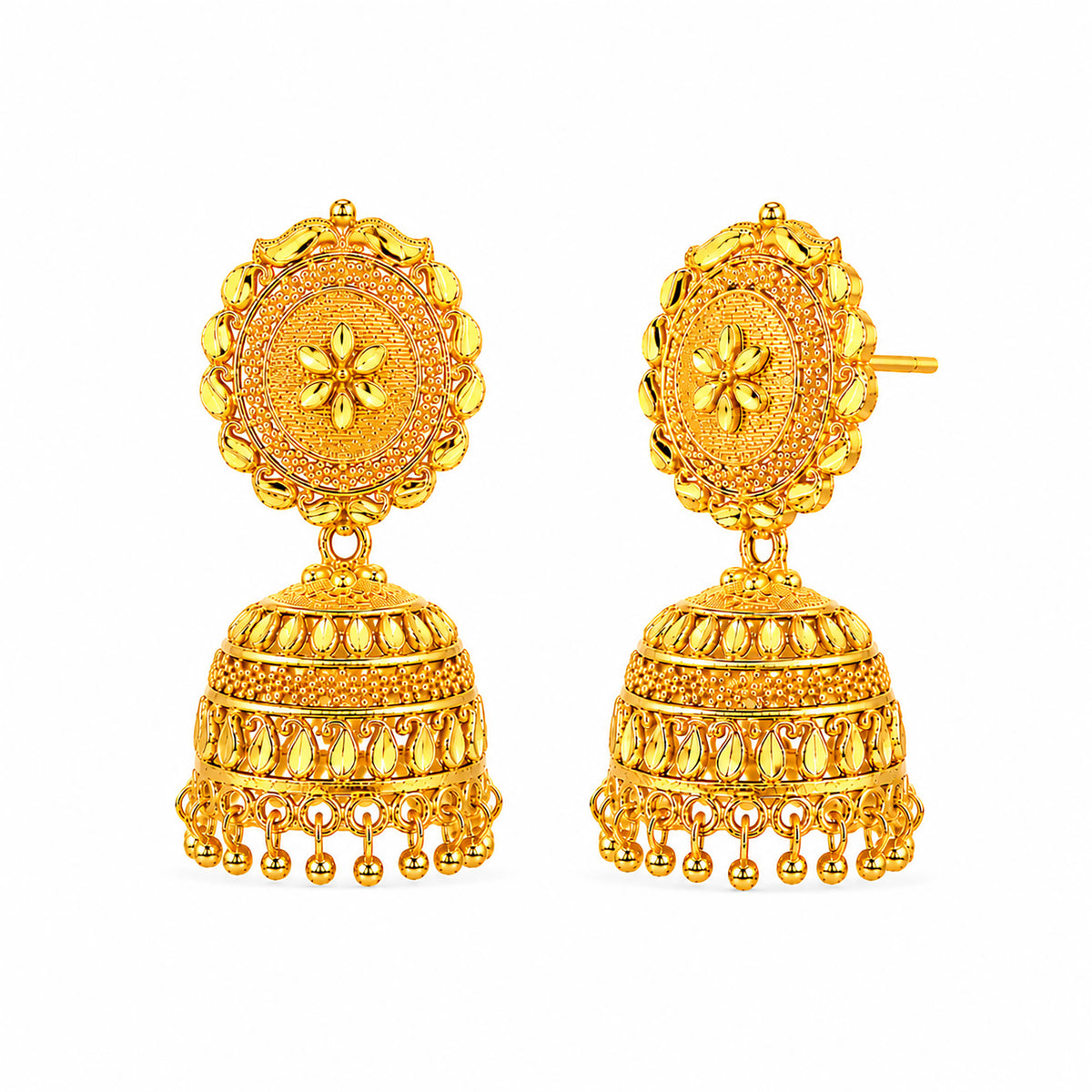 Gold Plated Medium Size Plain Jhumka for Women (SJE_341)
