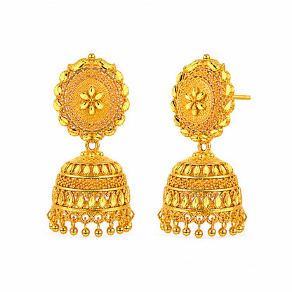 Gold Plated Medium Size Plain Jhumka for Women (SJE_341)