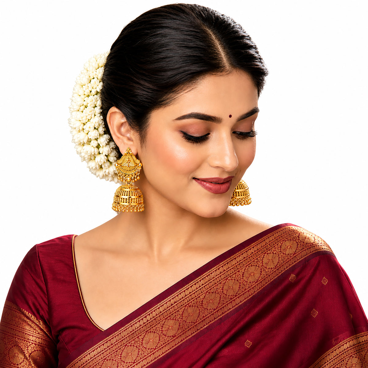 Gold Plated Medium Size Plain Jhumka for Women (SJE_342_D1)
