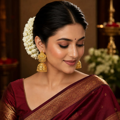 Gold Plated Medium Size Plain Jhumka for Women (SJE_342_D1)