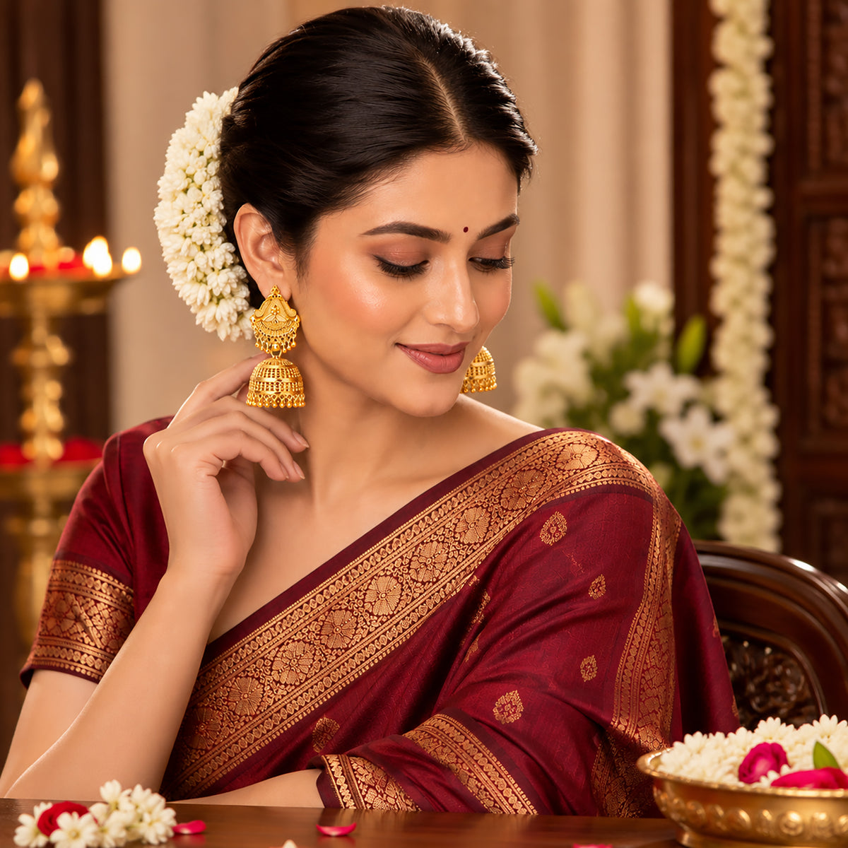 Gold Plated Medium Size Plain Jhumka for Women (SJE_342_D1)
