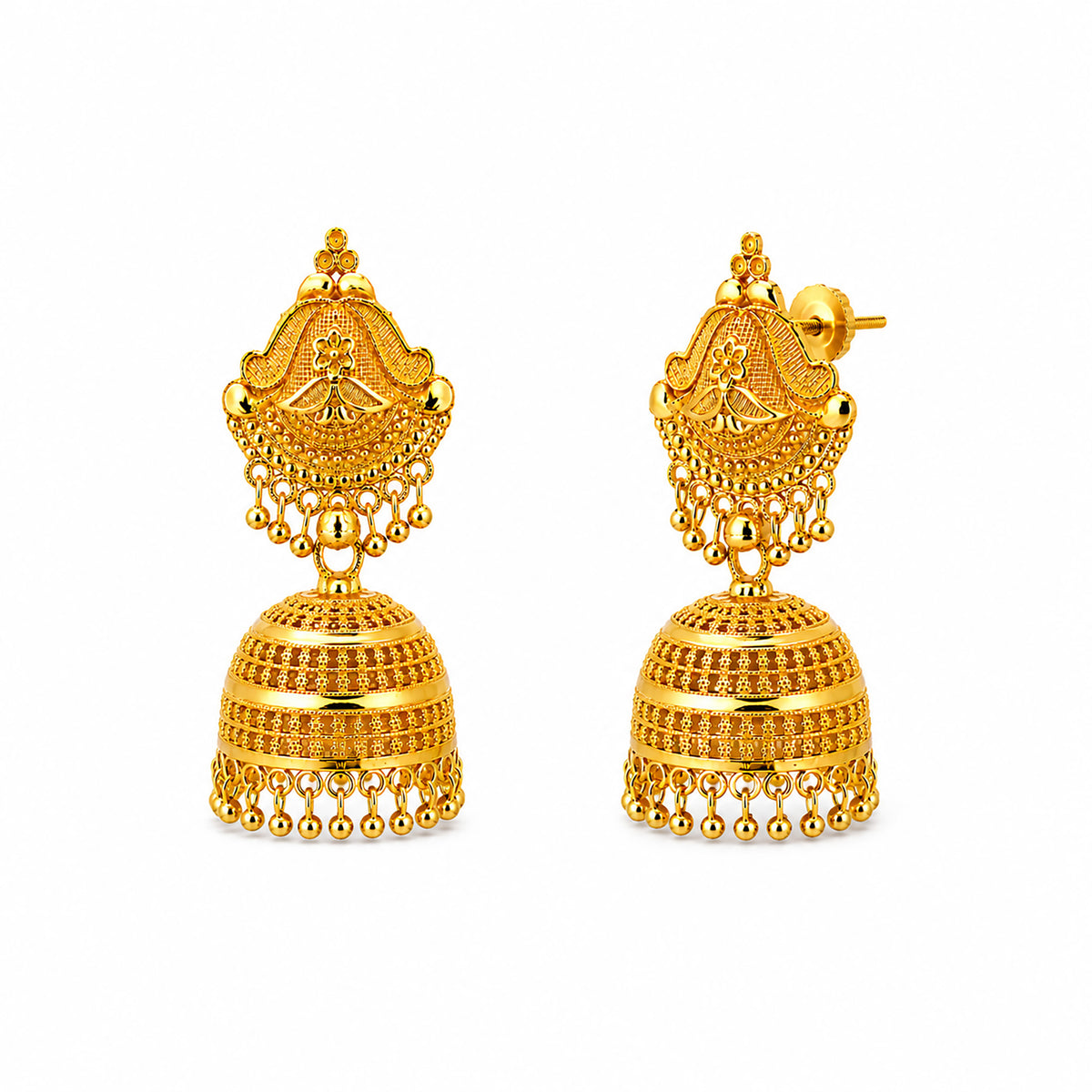 Gold Plated Medium Size Plain Jhumka for Women (SJE_342_D1)