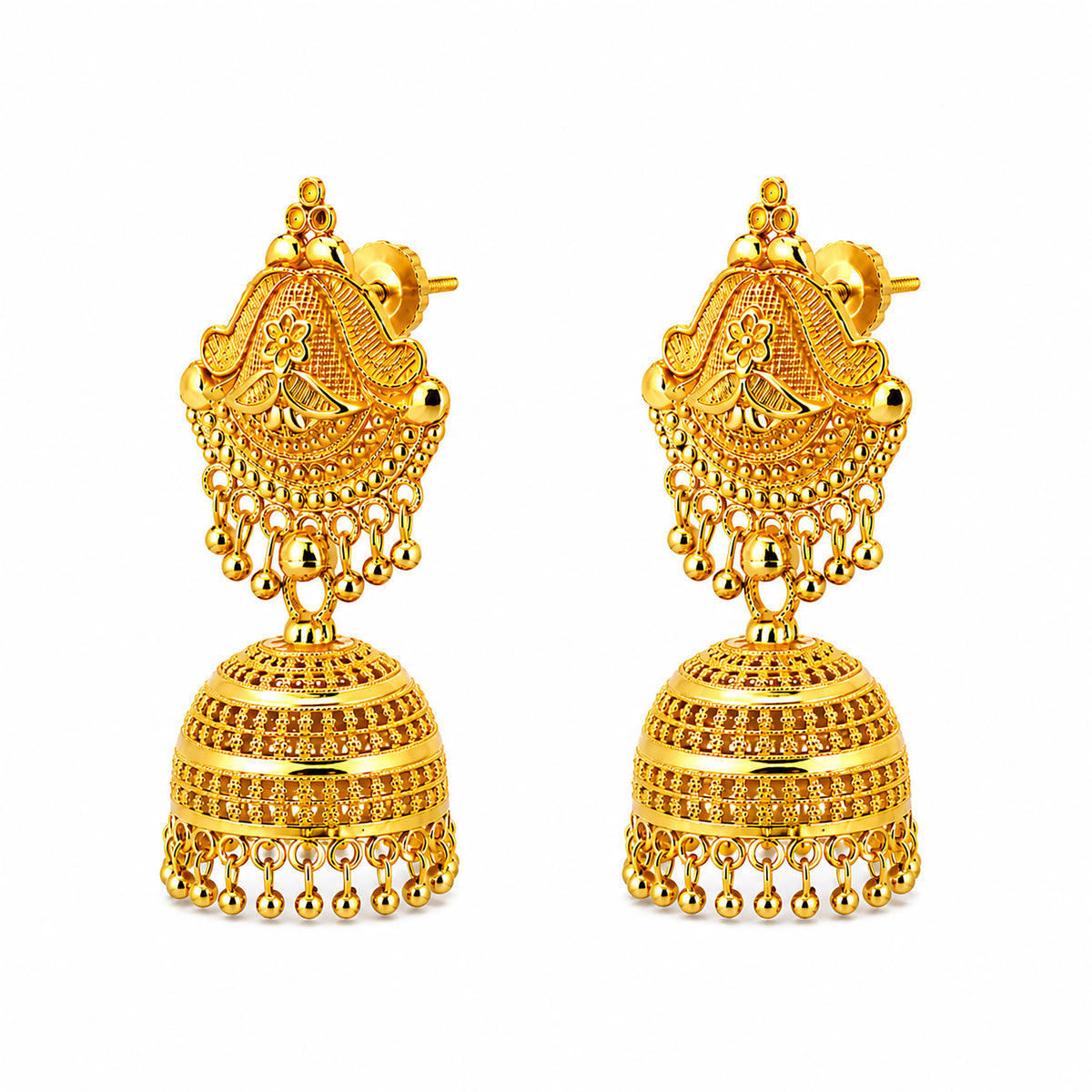 Gold Plated Medium Size Plain Jhumka for Women (SJE_342_D1)