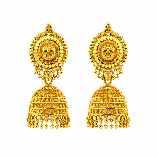 Gold Plated Medium Size Plain Jhumka for Women (SJE_342_D2)