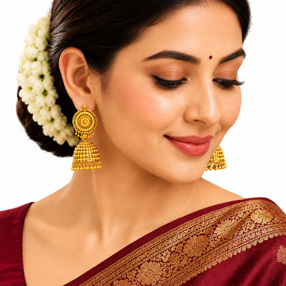 Gold Plated Medium Size Plain Jhumka for Women (SJE_342_D2)