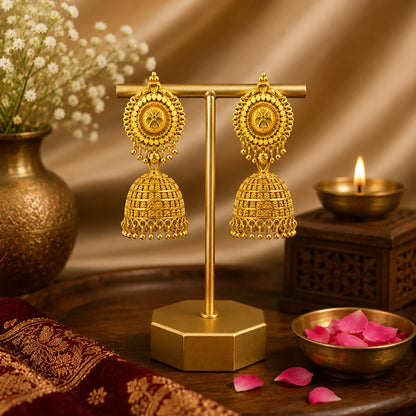 Gold Plated Medium Size Plain Jhumka for Women (SJE_342_D2)