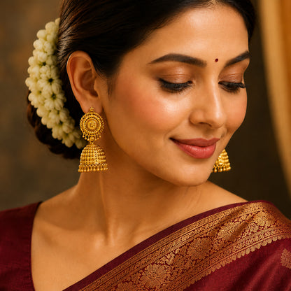 Gold Plated Medium Size Plain Jhumka for Women (SJE_342_D2)