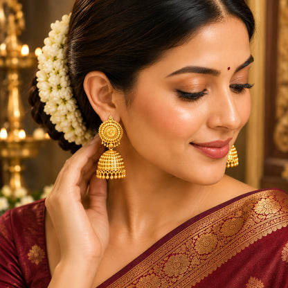 Gold Plated Medium Size Plain Jhumka for Women (SJE_342_D2)