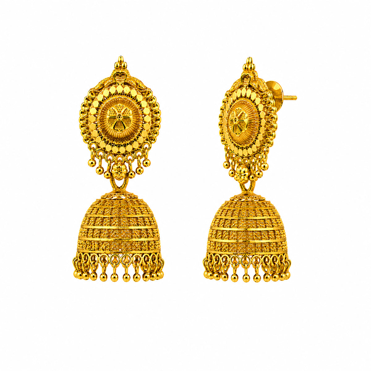 Gold Plated Medium Size Plain Jhumka for Women (SJE_342_D2)