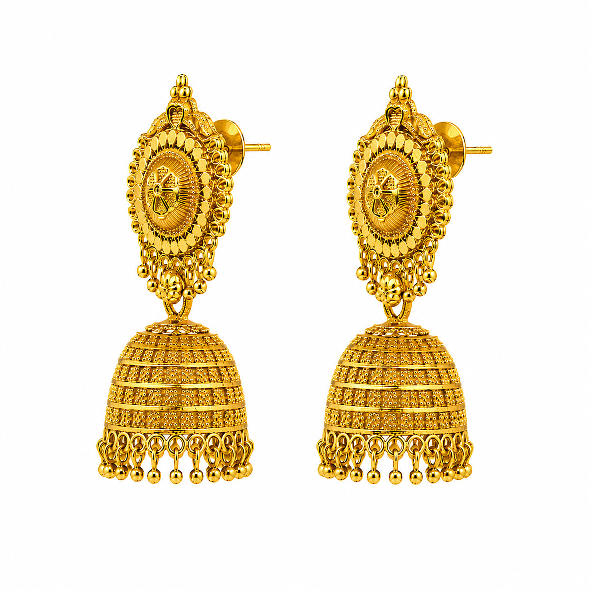 Gold Plated Medium Size Plain Jhumka for Women (SJE_342_D2)