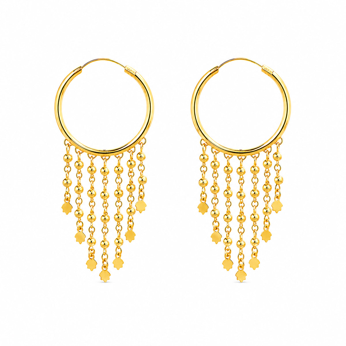 Plain Gold Plated Round shaped earring with Long chain Dangler (SJE_348)