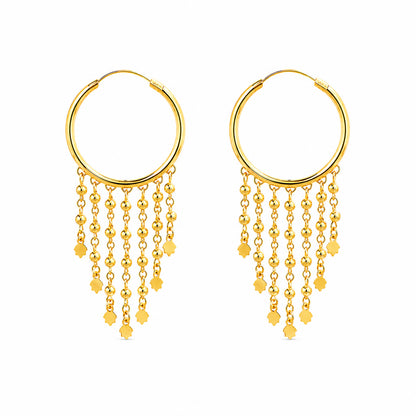 Plain Gold Plated Round shaped earring with Long chain Dangler (SJE_348)