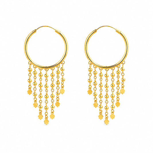 Plain Gold Plated Round shaped earring with Long chain Dangler (SJE_348)