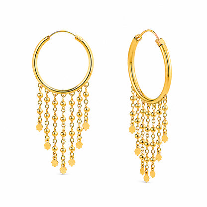 Plain Gold Plated Round shaped earring with Long chain Dangler (SJE_348)