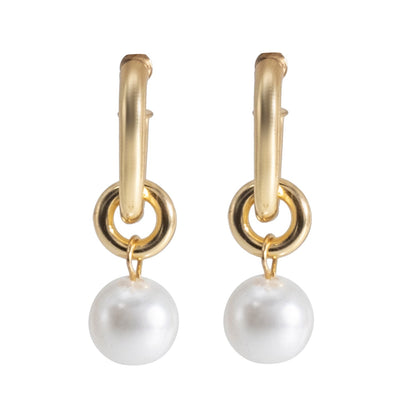 Shining Jewel Western Style Gold Plated Pearl Drop Earring For Women - (SJE_95_G_D2)