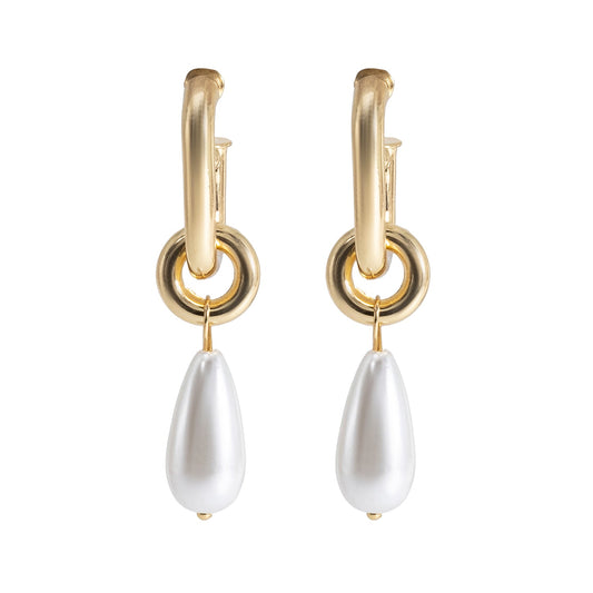 Shining Jewel Western Style Gold Plated Pearl Drop Earring For Women - (SJE_95_G_D3)