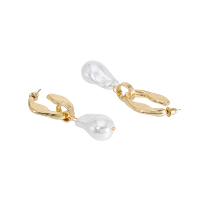 Shining Jewel Western Style Gold Plated Pearl Drop Earring For Women - (SJE_95_G_D4)