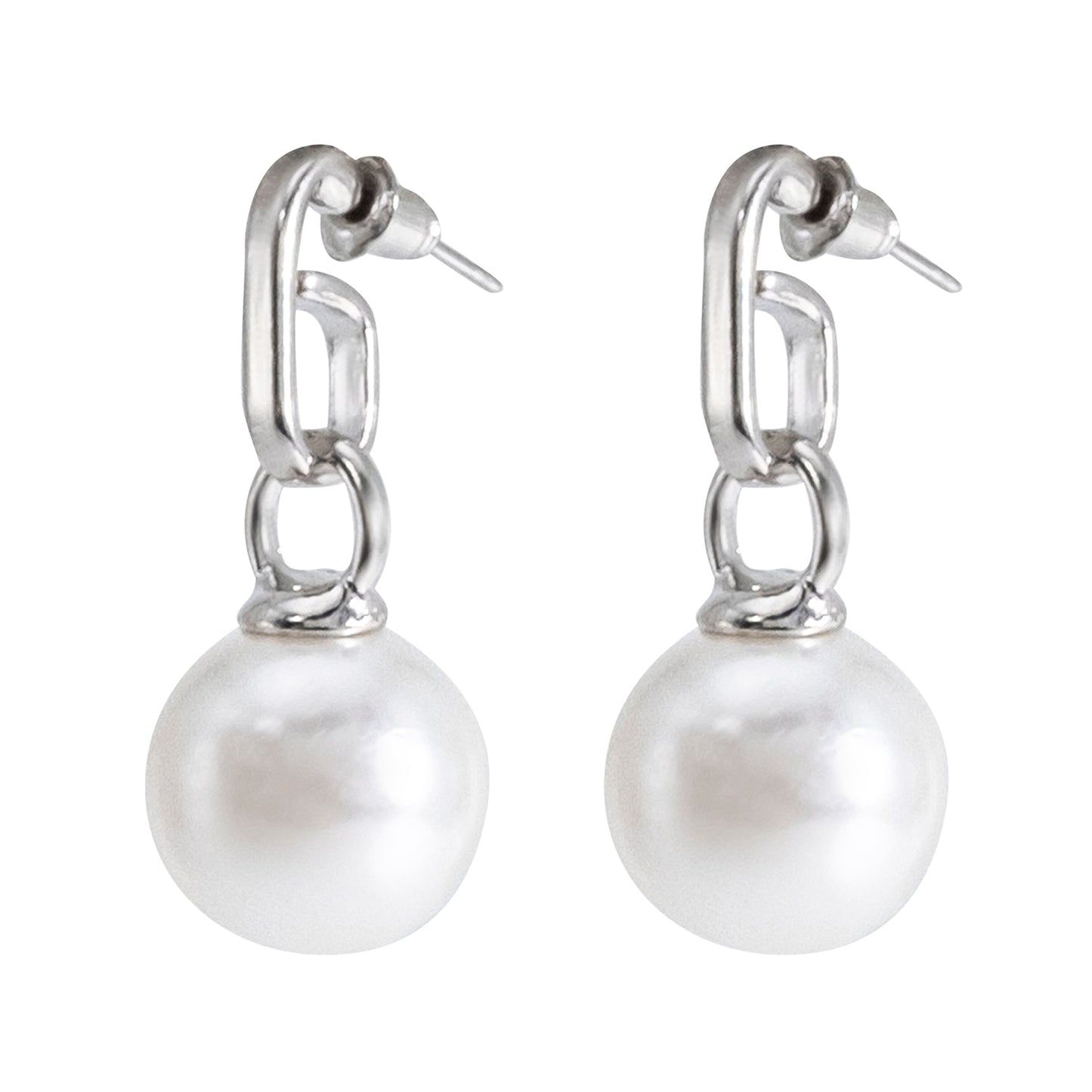 Shining Jewel Western Style Silver Plated Pearl Drop Earring For Women - (SJE_95_S_D1)