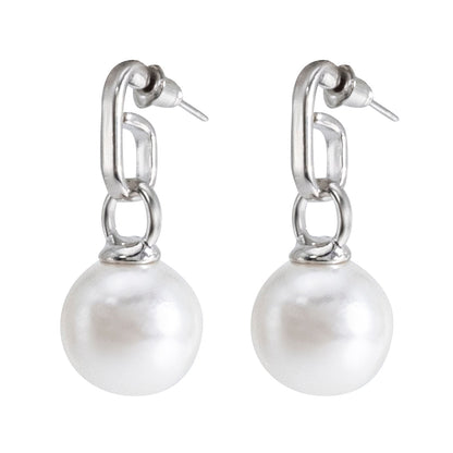 Shining Jewel Western Style Silver Plated Pearl Drop Earring For Women - (SJE_95_S_D1)