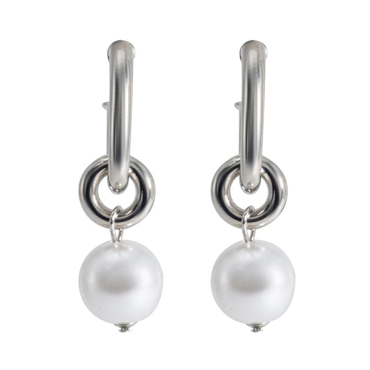 Shining Jewel Western Style Silver Plated Pearl Drop Earring For Women - (SJE_95_S_D2)