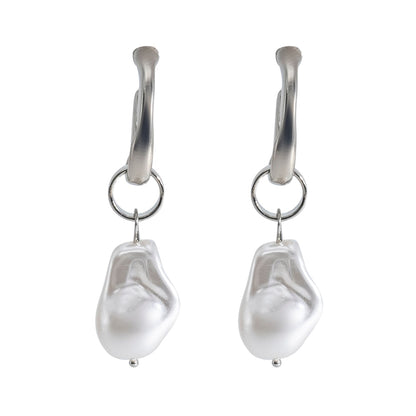 Shining Jewel Western Style Silver Plated Pearl Drop Earring For Women - (SJE_95_S_D4)