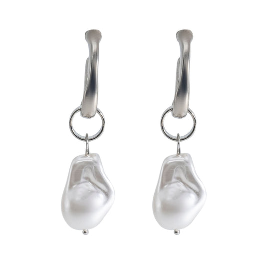 Shining Jewel Western Style Silver Plated Pearl Drop Earring For Women - (SJE_95_S_D4)