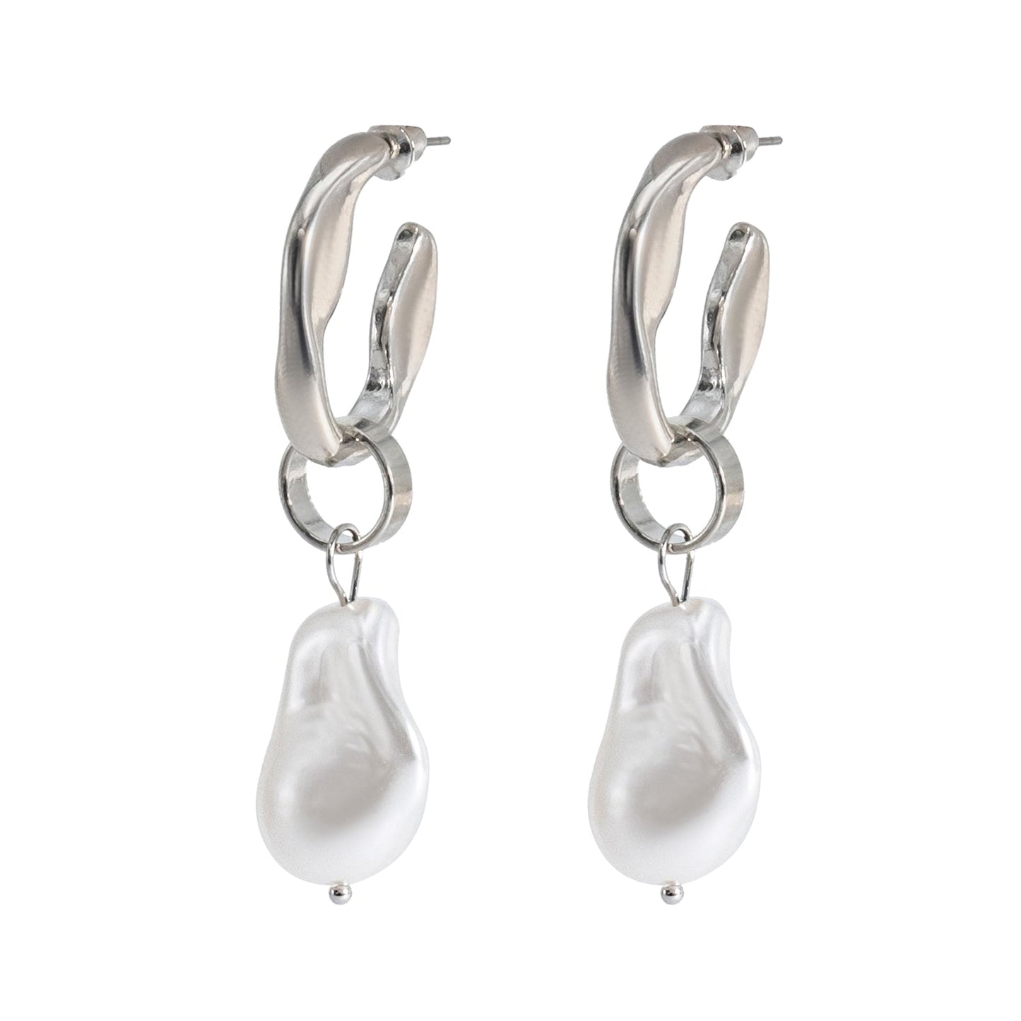 Shining Jewel Western Style Silver Plated Pearl Drop Earring For Women - (SJE_95_S_D4)