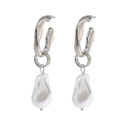 Shining Jewel Western Style Silver Plated Pearl Drop Earring For Women - (SJE_95_S_D4)