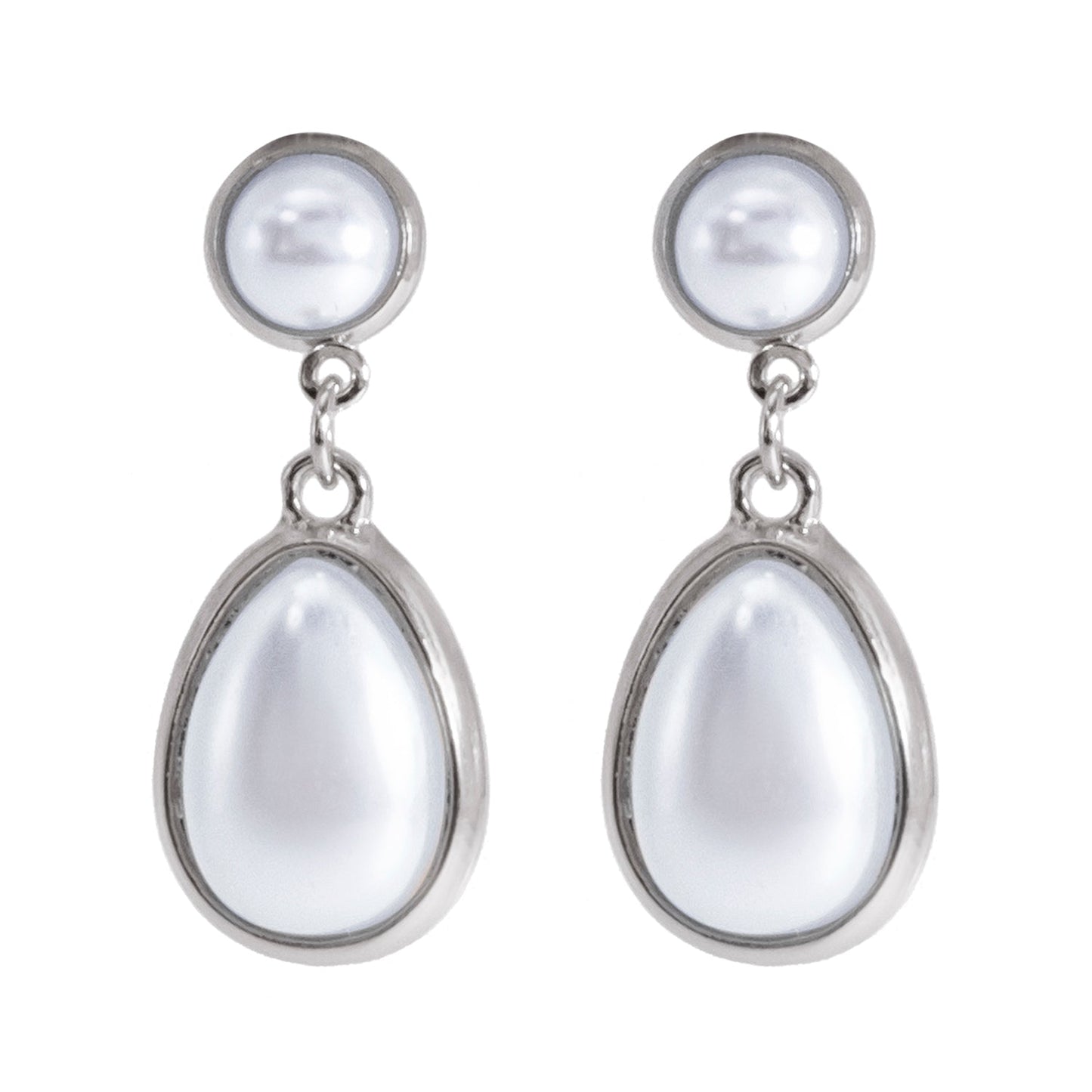 Shining Jewel Western Style Silver Plated Pearl Drop Earring For Women - (SJE_95_S_D5)