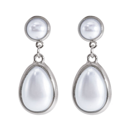 Shining Jewel Western Style Silver Plated Pearl Drop Earring For Women - (SJE_95_S_D5)