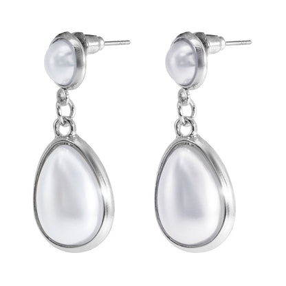 Shining Jewel Western Style Silver Plated Pearl Drop Earring For Women - (SJE_95_S_D5)