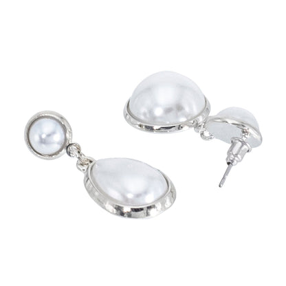 Shining Jewel Western Style Silver Plated Pearl Drop Earring For Women - (SJE_95_S_D5)